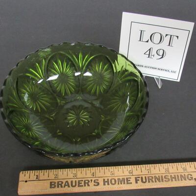 Vintage Anchor Hocking Green Pressed Glass Bowl 