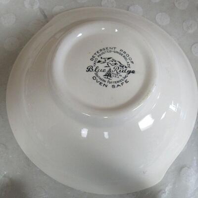 4 Blue Ridge Pottery Bowls, Caroline Pattern, Marked on Bottoms