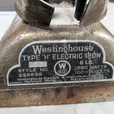 Vintage Westinghouse Type H Electric Iron Style 299539, 6 lbs No Cord