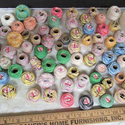 Vintage Sewing Bag With 75 Rolls of Tatting/Crocheting Thread and Tools, See All Photos and Description