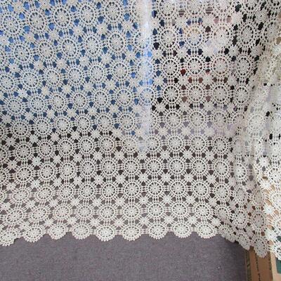 Very Pretty Vintage Crocheted Table Cloth Huge Appr 66 x 72, Read Description.