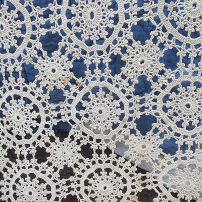 Very Pretty Vintage Crocheted Table Cloth Huge Appr 66 x 72, Read Description.