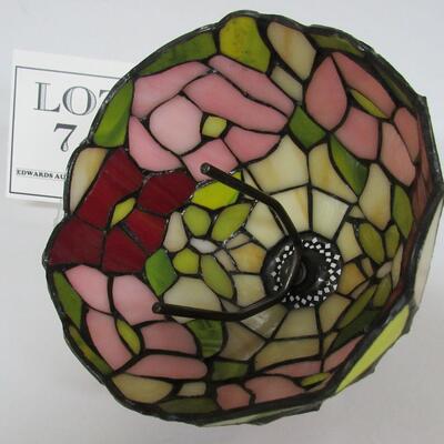 Multi Colored Leaded Glass Lamp Shade With Butterflies  