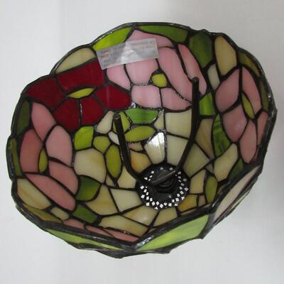 Multi Colored Leaded Glass Lamp Shade With Butterflies  