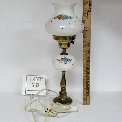 Tall White Decorated Bedroom Lamp With Matching Shade