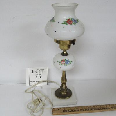 Tall White Decorated Bedroom Lamp With Matching Shade