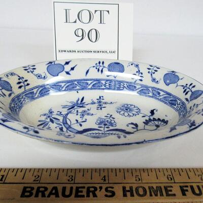 Antique Staffordshire England Blue Onion Oval Vegetable Bowl, Read description 