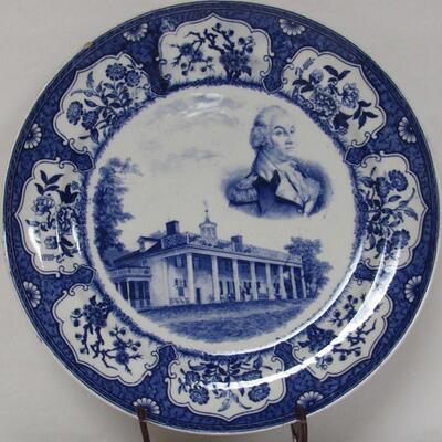 Vintage Blue and White G Washington Plate Mt Vernon, Petrus Ragout Maastricht Holland