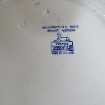 Vintage Blue and White G Washington Plate Mt Vernon, Petrus Ragout Maastricht Holland