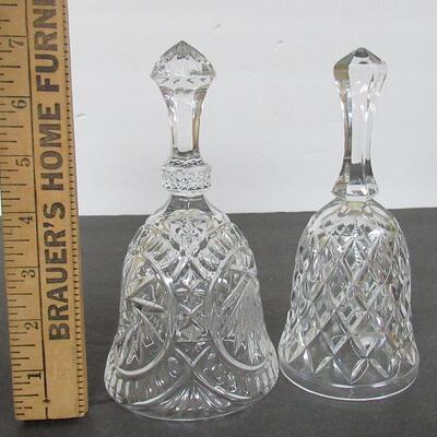 2 Clear Large Pressed Glass Bells