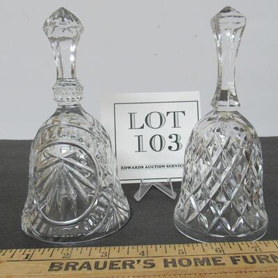 2 Clear Large Pressed Glass Bells