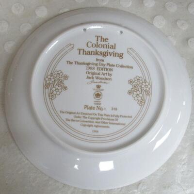 Bing and Grondahl Plate 1st #316 Colonial Thanksgiving 1988