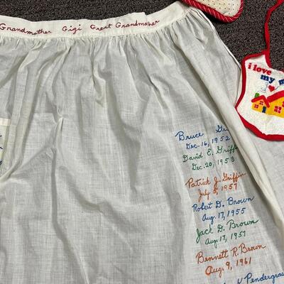 Well loved, vintage apron and bibs