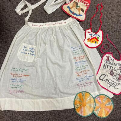Well loved, vintage apron and bibs
