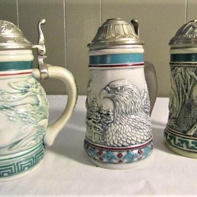 Collector Steins Tribute to Endangered Species Sperm Whale, Bald Eagle, Giant Panda