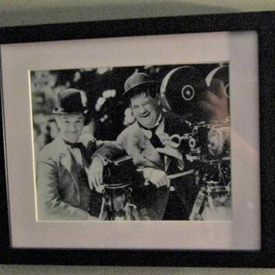 Laurel and Hardy Behind the Scenes Black and White Framed Print 21