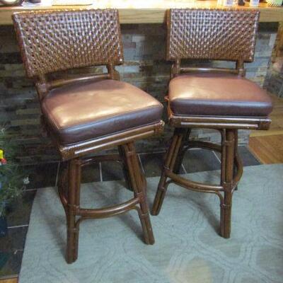 Nice Set of Strait Back Swivel Bar Stools- Seat Height Approx. 30 Inches