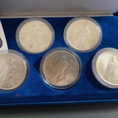 Collection of 5 Peace Silver Dollars