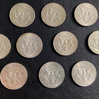 Collection of 10 Kennedy Half Dollar Coins