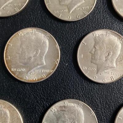 Collection of 10 Kennedy Half Dollar Coins