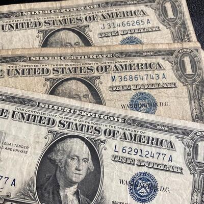 Collection of US Paper Money with 9 Silver Certificates and a $2 Bill
