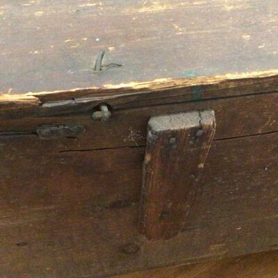 F568 Antique Pine Chest with Snipe Hinges and Ditty Box 