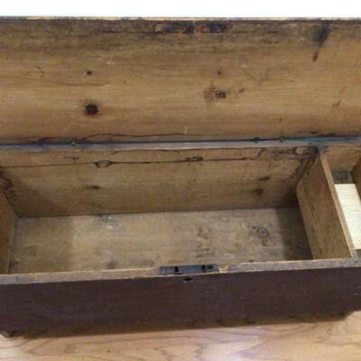 F568 Antique Pine Chest with Snipe Hinges and Ditty Box 