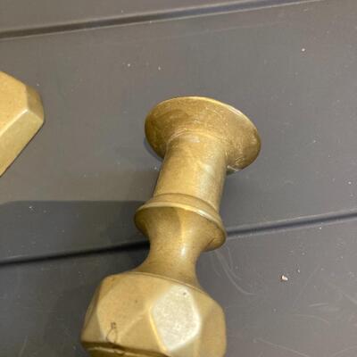 19th century Brass Beehice and Diamond Candleholders 11.5â€