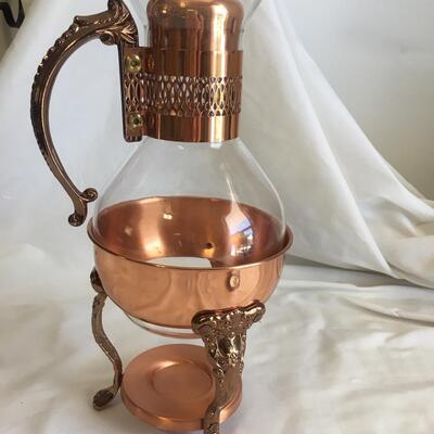 Glass and copper Caffee Warmer