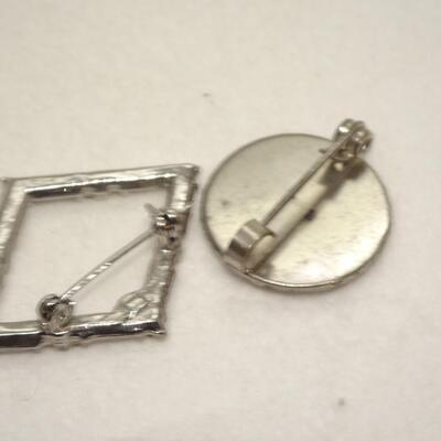 2 Victorian Style Rhinestone & Mother of Pearl Pins