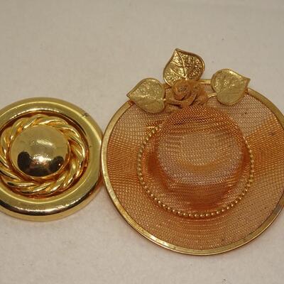 Gold Tone Scarf Clip & Gold Hat Pin 