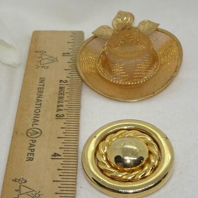 Gold Tone Scarf Clip & Gold Hat Pin 