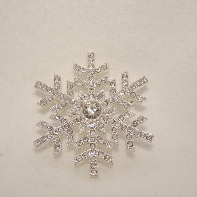 Christmas Rhinestone Snowflake Pin 