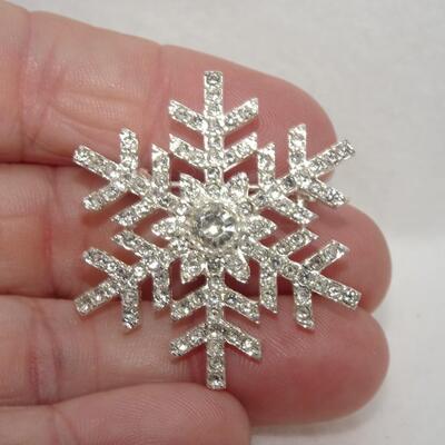 Christmas Rhinestone Snowflake Pin 