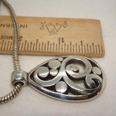 Silver Tone BRIGHTON Pendant Necklace, Snake Chain 