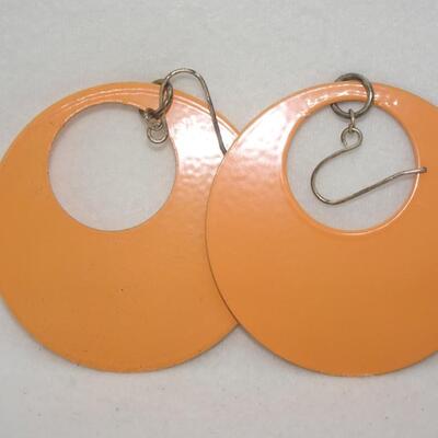 Hippie Style Orange Metal Dangle Earrings 