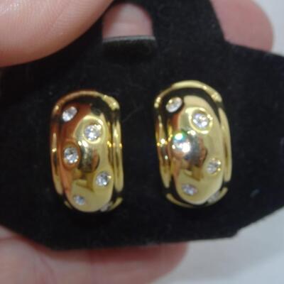 Gold Tone Nolan Miller Rhinestone Post Earrings 