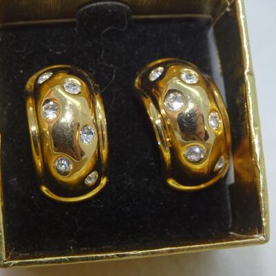 Gold Tone Nolan Miller Rhinestone Post Earrings 