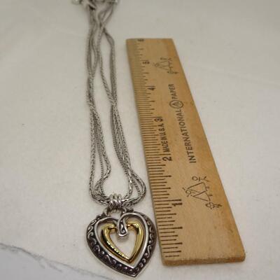 Gold & Silver Tone BRIGHTON Double Heart Necklace 