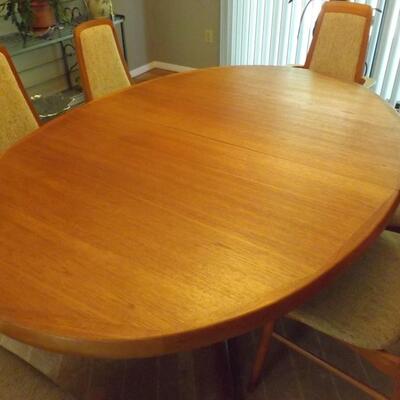Danish Mid Century Modern Teak Dining Room Table Set 7 Chairs 68"-108" Interform Collection Nationwide Shipping Available