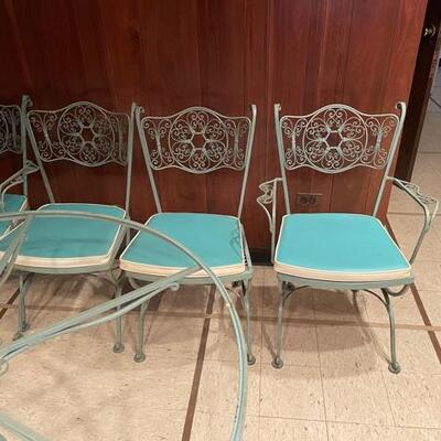 Woodard Wrought Iron Andalusian Round Patio Dining Set with 6 Chairs & Cushions Shipping Available