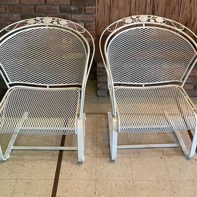2 Woodard Wrought Iron White Patio Outdoor Chair Rockers Shipping Available