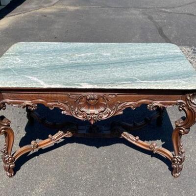 Antique Rosewood Marble Top Table France 52x33x29 Shipping Available