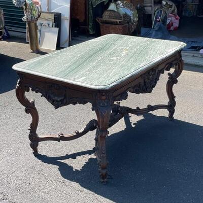 Antique Rosewood Marble Top Table France 52x33x29 Shipping Available