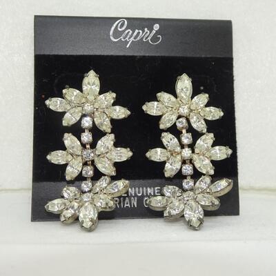 Vintage CAPRI Genuine Australian Crystal Chandelier Crystal Earrings 