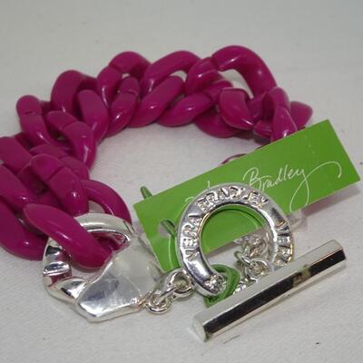 Hot Pink Never Worn Vera Bradley Chain Bracelet, Silver tone NWT