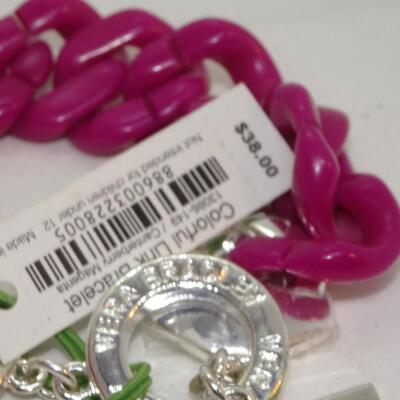 Hot Pink Never Worn Vera Bradley Chain Bracelet, Silver tone NWT