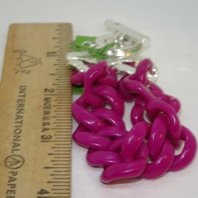 Hot Pink Never Worn Vera Bradley Chain Bracelet, Silver tone NWT