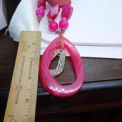 Hot Pink Pendant Statement Necklace 