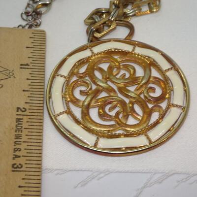 Gold Tone Mid Century Pendant Necklace 